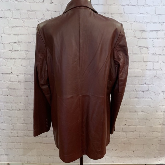FINAL PRICE Dialogue vintage wine leather button front lined jacket size Large - Picture 10 of 13